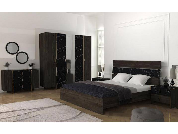 JVmoebel Schlafzimmer-Set Braunes Schlafzimmer Kombination Einrichtung Bett Kommode Modern 6tlg., (Schlafzimmer-Set), Made in Europa von Otto.de