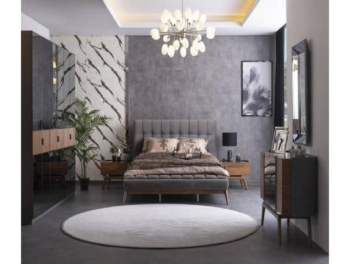 JVmoebel Schlafzimmer-Set Schlafzimmer Set Doppelbett 2x Nachttische Kommode Spiegel, (6-tlg., Schlafzimmer-Set), Made in Europa von Otto.de