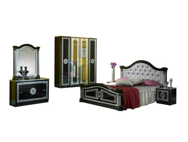 JVmoebel Schlafzimmer-Set Schwarzes Schlafzimmer Komplett Set Kommode Stil Bett Garnitur 6tlg., Made in Europa von Otto.de
