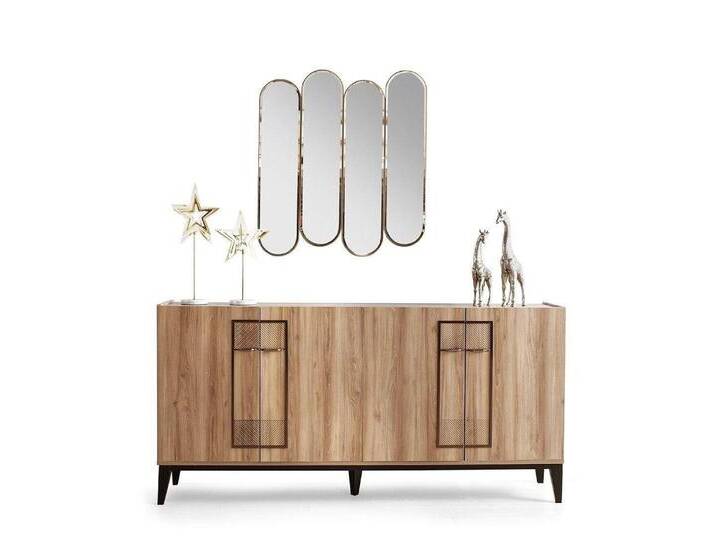 JVmoebel Sideboard Garnitur Spiegel Sideboard Schrank Holzschrank Holz Braun (2 St., Sideboard + Spiegel), Made in Europa von Otto.de