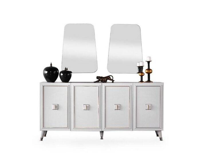 JVmoebel Sideboard Weiß Sideboard Schrank Spiegel Holz Kommode Holzschrank Set (3 St., Sideboard + Spiegel), Made in Europa von Otto.de