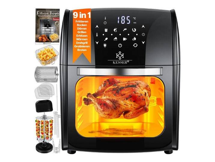 KESSER Heißluftfritteuse, 1800 W, XXL Airfryer 9in1 Heißluftfritteuse Fritteuse Drehgrill KESSER Heißluftfritteuse, 1800 W, XXL Airfryer 9in1 Heißluftfritteuse Fritteuse Drehgrill von Otto.de