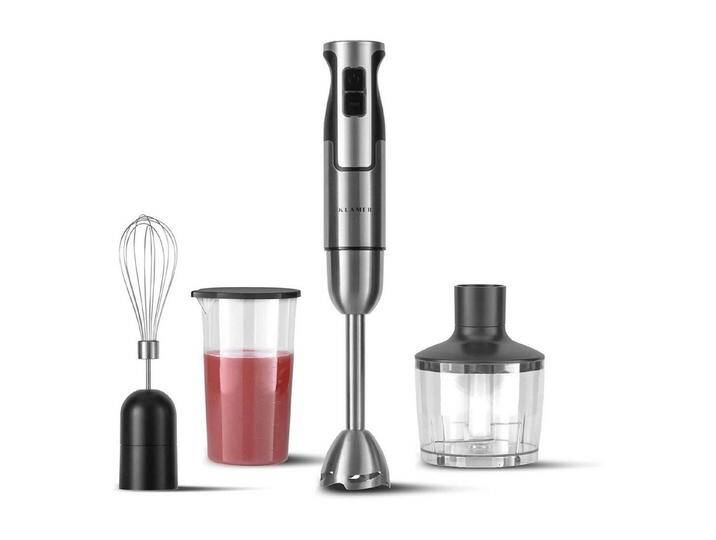 KLAMER Stabmixer Set 800 Watt, 4 in 1 Pürierstab Edelstahl mit stufenloser Geschwindig…, 800 W, Kindersicher, stufenlos regelbar, Quick-Lock-Turn-System, 4 Klingen von Otto.de