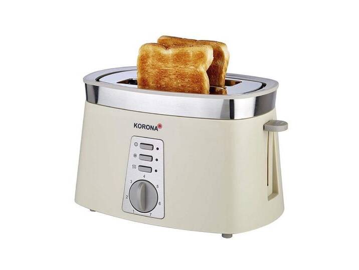 KORONA Toaster 2-Scheiben-Toaster Edelstahl-Applikation, 2 kurze Schlitze, 920 W, 920 W abnehmbarer Brötchenaufsatz, Auftaufunktion, Aufwärmfunktion von Otto.de