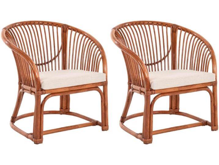 Krines Home Relaxsessel 2er Set Gestäbter Korbstuhl mit Armlehne Rattansessel Lounge (2-St., 2x Sessel), aus Rattan Naturmaterial von Otto.de
