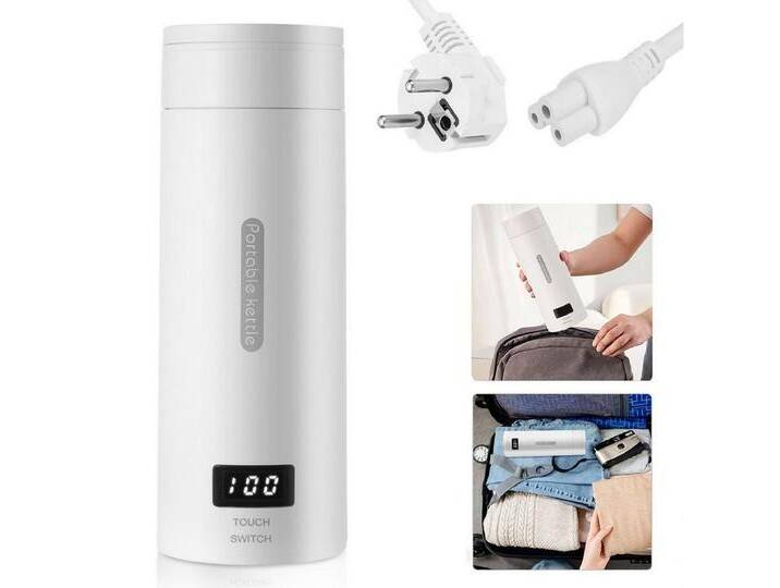 LETGOSPT Wasserkocher 500ml Wasserkocher 3-in-1 Reisewasserkocher, Tragbarer Mini-Heizbecher, 300,00 W, 304-Edelstahlauskleidung, Kleiner Schnell Erhitzender Isolierbecher von Otto.de