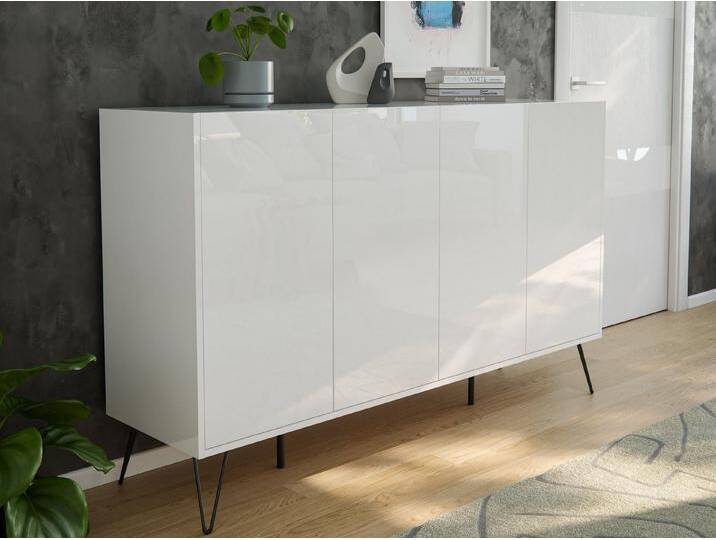 Magnolia Home Sideboard Design Sideboard Kommode Rana 155cm 4 Softclose Türen Weiß hochglanz von Otto.de