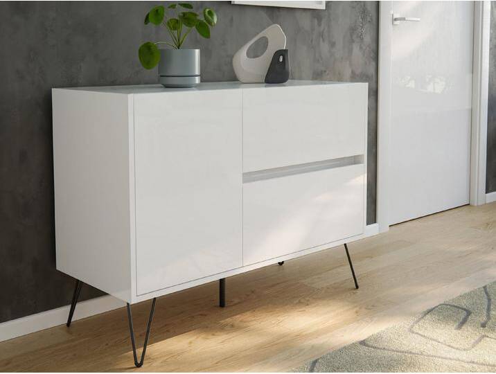 Magnolia Home Sideboard Raumwunder L Sideboard Kommode 100cm 2 SoftClose 1 Tür Weiß hochglanz von Otto.de