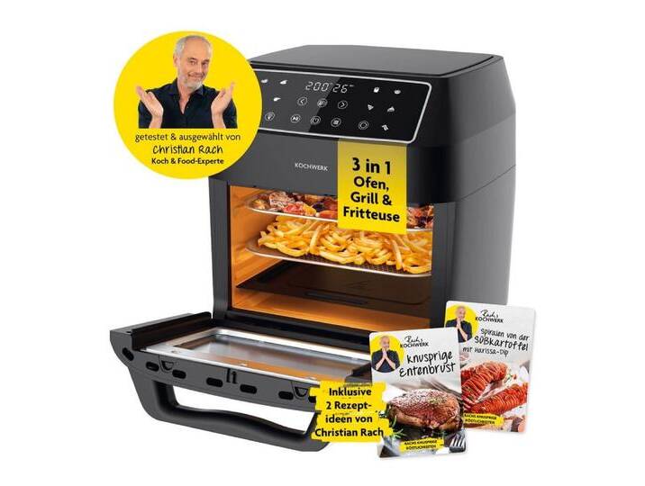 Rachs KOCHWERK Heißluftfritteuse Digitaler Airfryer, 12 Liter mit XXL-Zubehörpaket, 1700 W, Ofen, Grill & Fritteuse mit Sichtfenster & Touchscreen,  Timerfunktion von Otto.de