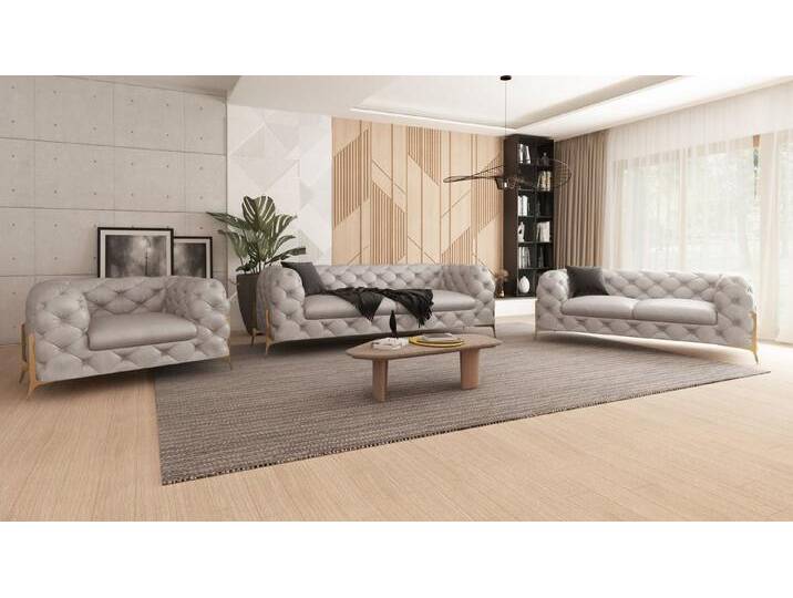 S-Style Möbel Polstergarnitur Chesterfield 3+2+1 Jersey mit Goldenen Metall Füßen, mit Wellenfederung von Otto.de