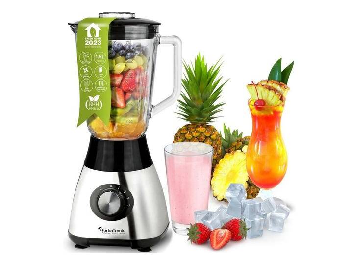 TurboTronic by Z-Line Standmixer 1,5 L Glasbehälter - Hochleistungsmixer Smoothie Maker Juice Blender, 1200 W, 4 Edelstahlklingen Milchshaker Sauce Eiscreme Pulsfunktion Ice Crusher von Otto.de