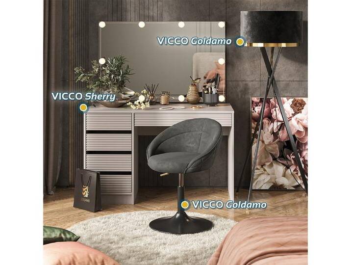 Vicco Sitzhocker Goldamo, Anthrazit/Schwarz, 45 x 79 cm drehbar 360 Grad von Otto.de