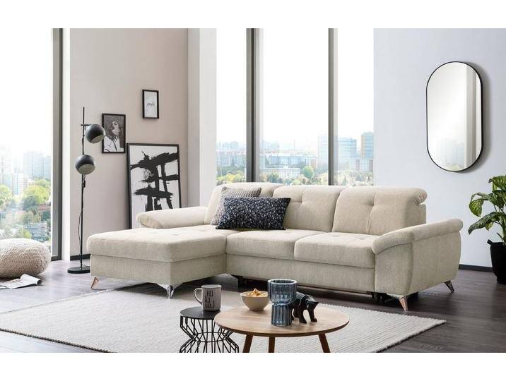 XDREAM Ecksofa Korfu, mit Schlaffunktion, Bettkasten und einstellbaren Kopfstützen, Recamiere wahlweise links oder rechts, Schlafsofa L-Form mit Stauraum von Otto.de