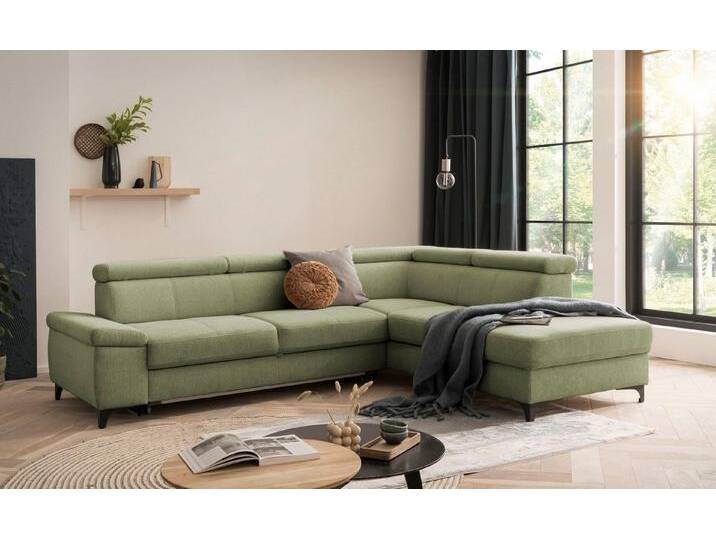 XDREAM Ecksofa Samos, mit Schlaffunktion, Bettkasten und einstellbaren Kopfstützen, Recamiere wahlweise links oder rechts, Schlafsofa L-Form mit Stauraum von Otto.de