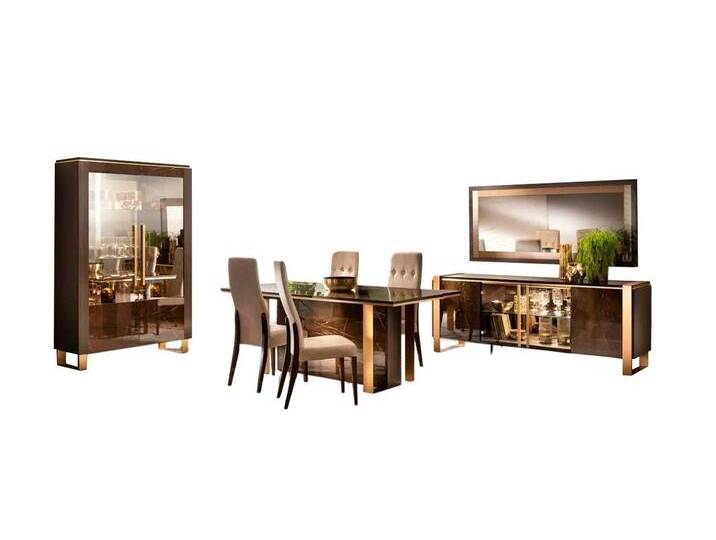 Xlmoebel Esszimmer-Set Tischgruppe 8-teilig mit Stühlen und Sideboard für Esszimmer, (Esstisch + 4x Stühle + Vitrine + Spiegel + Kommode), Hergestellt in Europa von Otto.de