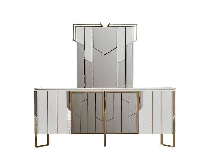 Xlmoebel Sideboard Elegantes Sideboard mit Spiegel und Kommode in Weiß aus Holz (2 St., Set Sideboard + Spiegel), Hergestellt in Europa von Otto.de