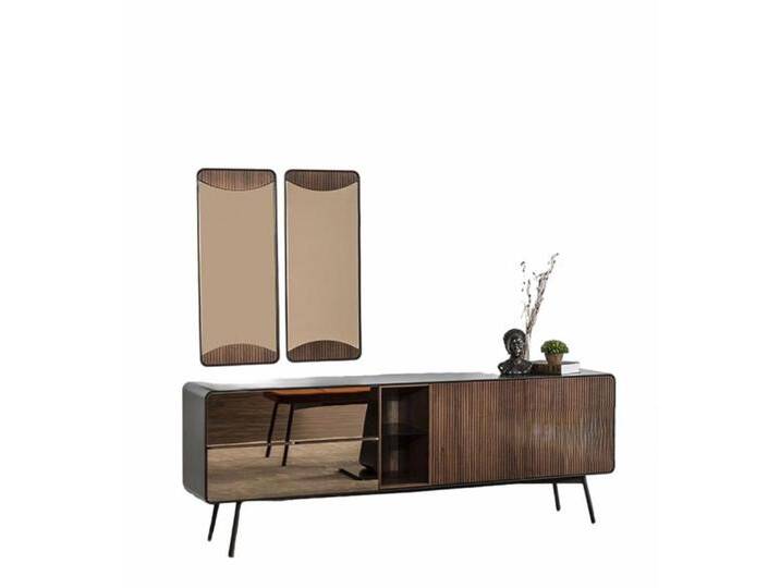 Xlmoebel Sideboard Moderne Holz Kommode Anrichte Spiegel Set in Braun (3 St., Sideboard, 2x Spiegel), Hergestellt in Europa von Otto.de