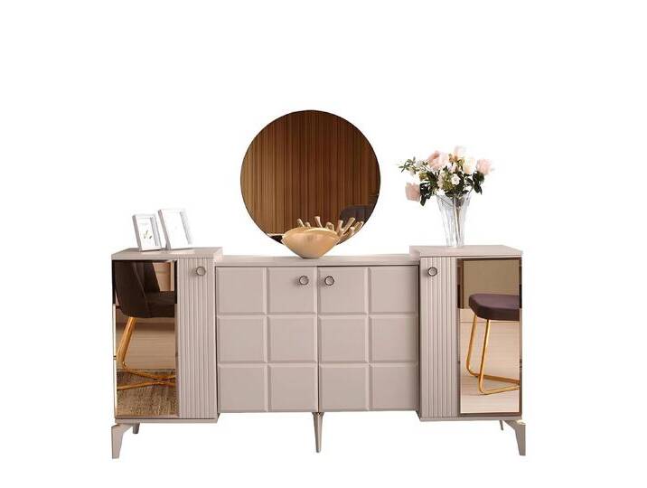 Xlmoebel Sideboard Modernes rechteckiges Esszimmer-Sideboard in Beige mit Spiegel (Sideboard mit Spiegel), Hergestellt in Europa von Otto.de