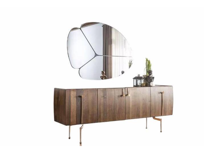 Xlmoebel Sideboard Sideboard Kommode Anrichtt Spiegel aus Holz Braun Möbel Set (2 St., Sideboard, Spiegel), Hergestellt in Europa von Otto.de