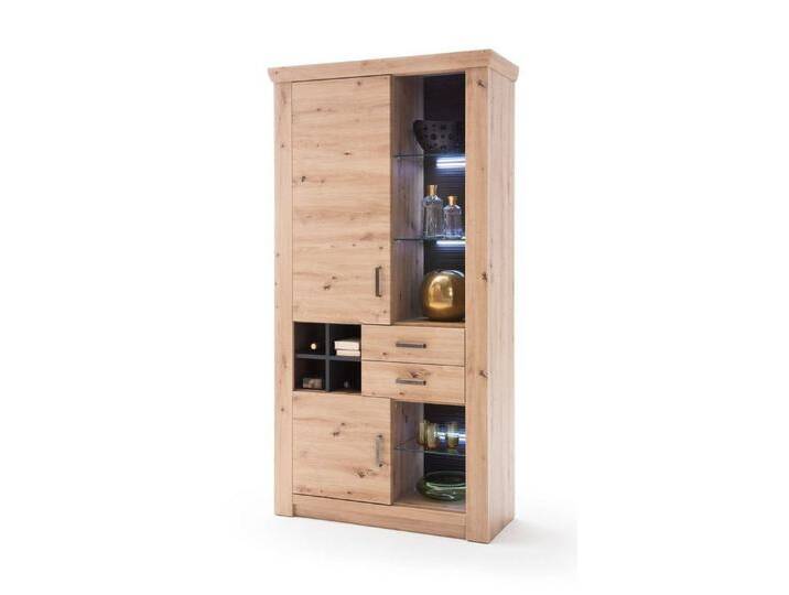 expendio Vitrine Mauro 4 Balkeneiche Nb. 110x211x45 cm mit Rückwand in 3D-Optik von Otto.de