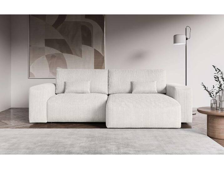 Ecksofa OTTO HOME MATTS Schlafsofa mit Bettkasten, Maße B/T/H: 265/159/89 cm , beige (creme), B:265cm H:89cm T:159cm, 100% Polyester, Sofas, L-Form mit Recamiere rechts oder links, hoher Sitzkomfort von Otto