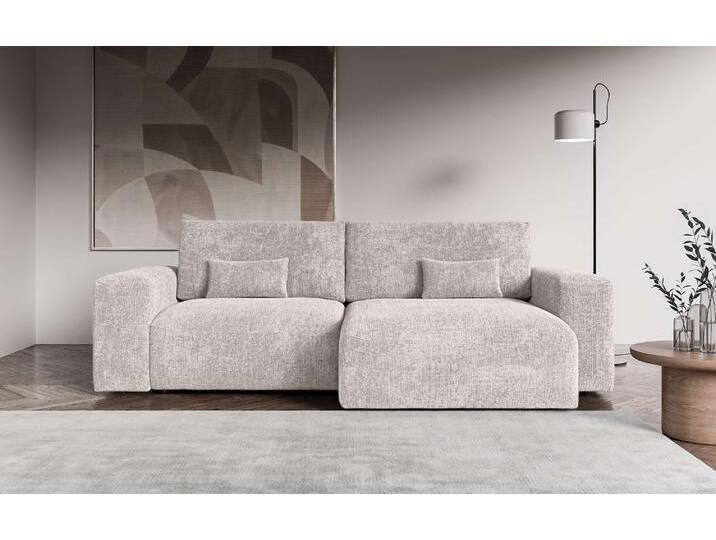 Ecksofa OTTO HOME MATTS Schlafsofa mit Bettkasten, Maße B/T/H: 265/159/89 cm , beige (hellbeige), B:265cm H:89cm T:159cm, 100% Polyester, Sofas, L-Form mit Recamiere rechts oder links, hoher Sitzkomfort von Otto