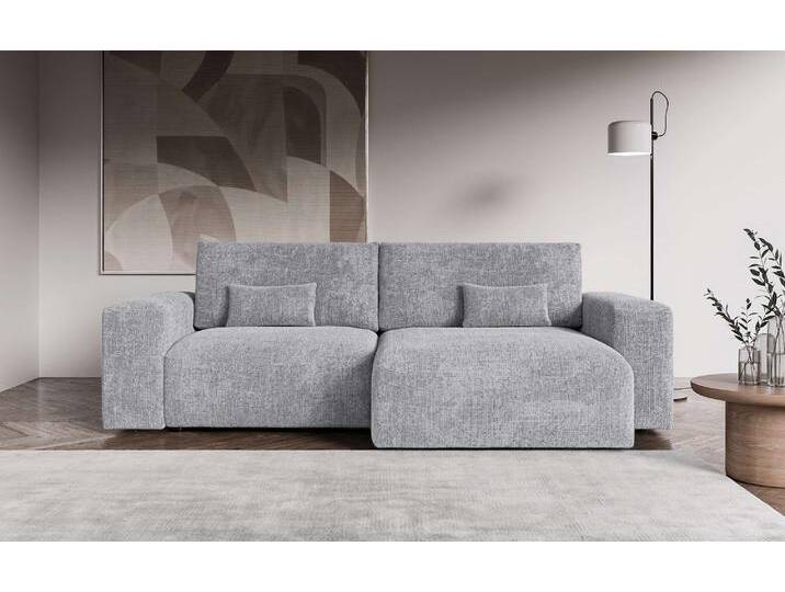 Ecksofa OTTO HOME MATTS Schlafsofa mit Bettkasten, Maße B/T/H: 265/159/89 cm , grau (hellgrau), B:265cm H:89cm T:159cm, 100% Polyester, Sofas, L-Form mit Recamiere rechts oder links, hoher Sitzkomfort von Otto