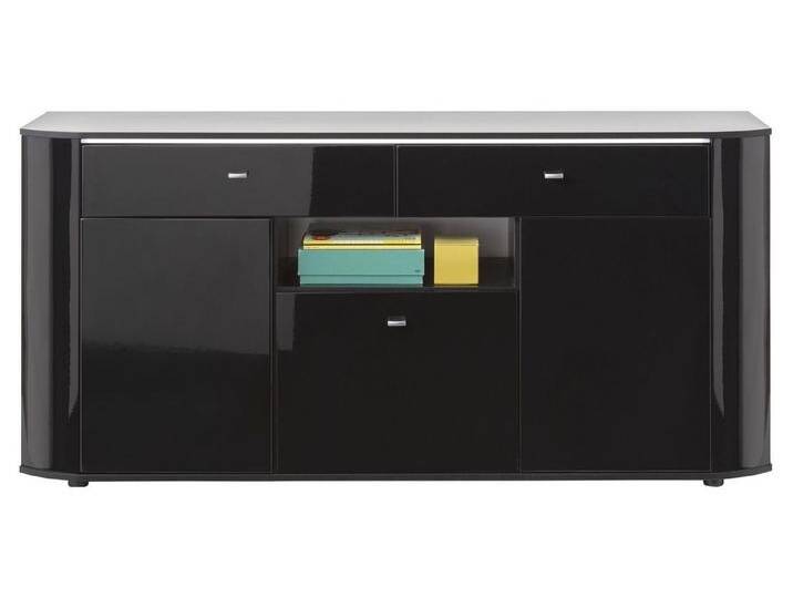 Sideboard ODESSA, Schwarz Hochglanz, Schwarz matt, 3 Türen, 2 Schubladen, inkl. LED-Beleuchtung, B 180 x H 86 x T 38 cm, schwarz von Otto