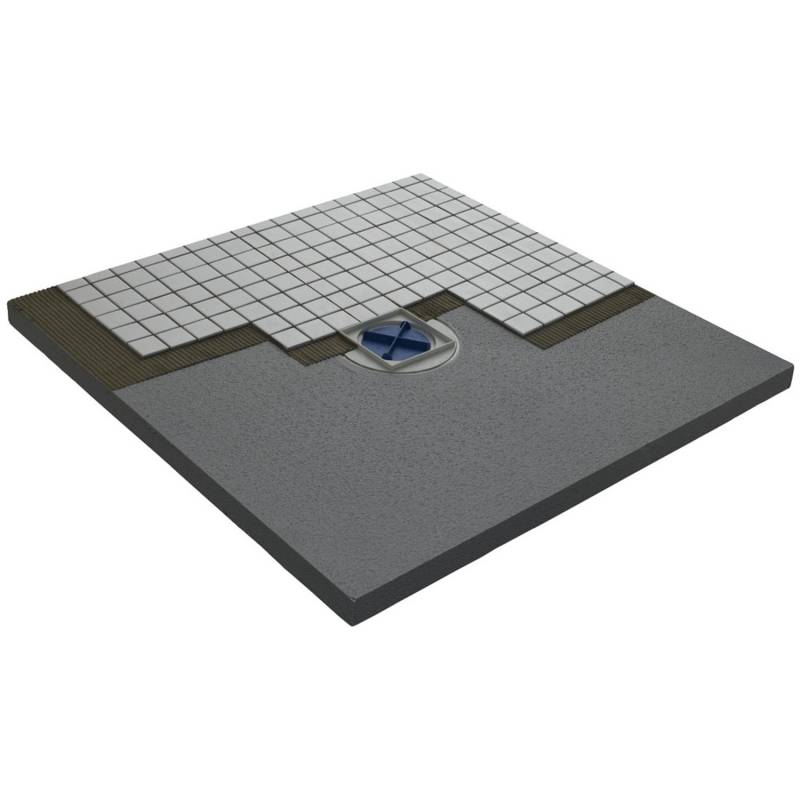 Bodenebenes verfliesbares Duschelement Rechteckig senkrechter Abl. 120 x 120 cm von Ottofond
