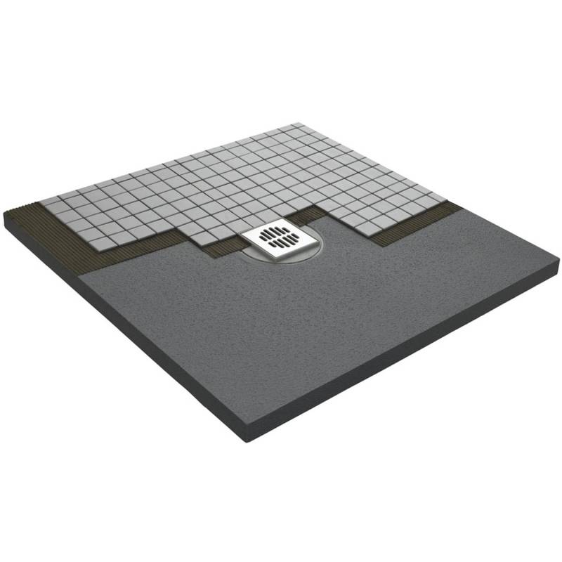 Bodenebenes verfliesbares Duschelement Rechteckig senkrechter Abl. 90 x 90 cm von Ottofond