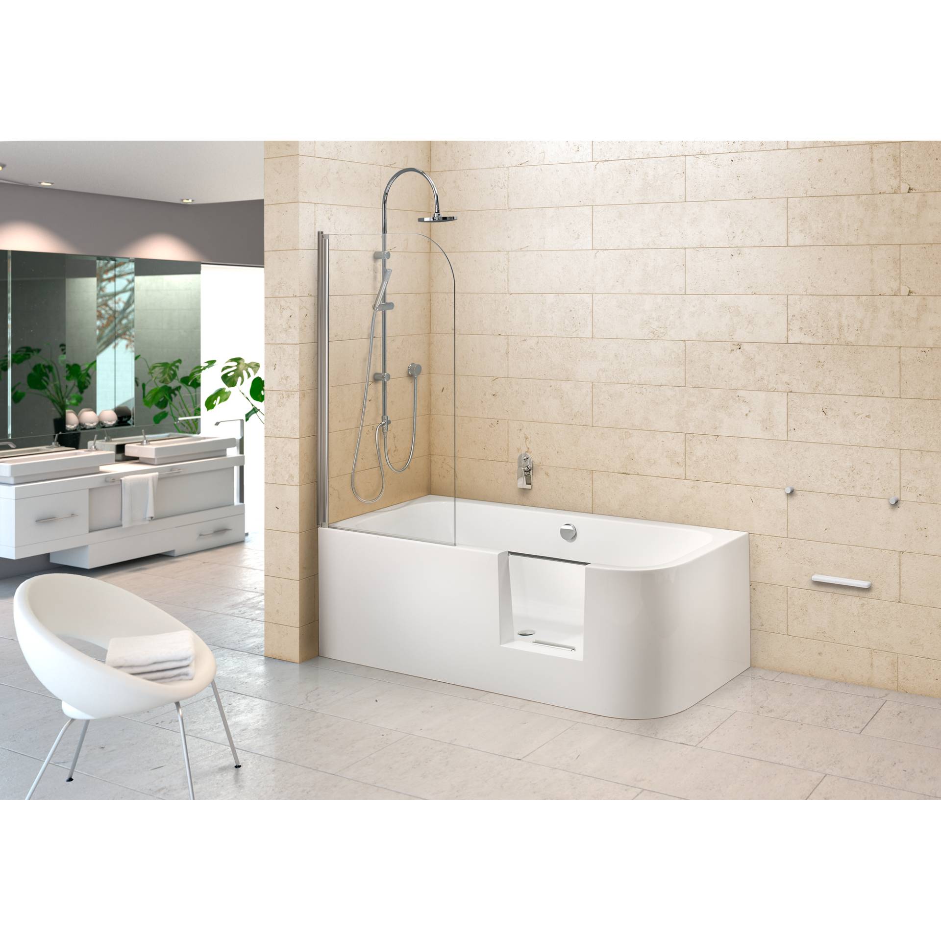 Ottofond Badewanne 'Free-Gate' rechts Sanitäracryl weiß 1800 x 800 mm von Ottofond