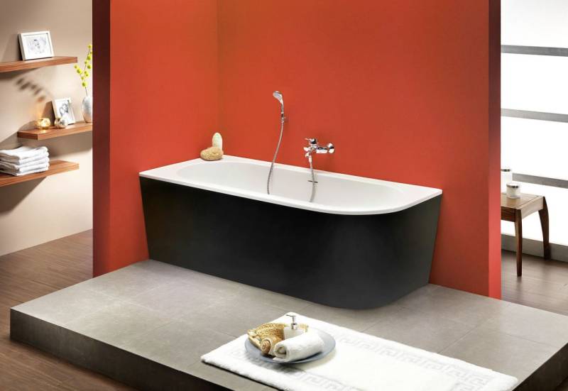 Ottofond Badewanne Modena Corner Schwarz-Weiß rechts 178 x 78 x 44 cm von Ottofond