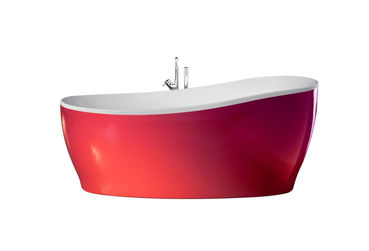 Ottofond Freistehende Badewanne Aviva 180 x 85 x 44 cm, bordeaux/weiß von Ottofond