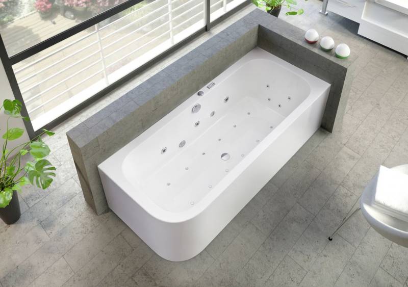 Ottofond Whirlpool-Komplettset Spirit mit Ab-/Überlaufgarnitur 180 x 80 cm, weiß, Modell B von Ottofond