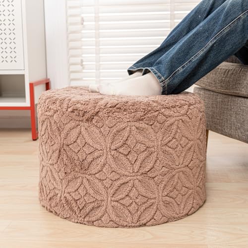 Plüsch Multifunktionaler Ottoman Pouf - Ergonomische Ottomane Fußstütze mit platzsparendem Design, perfekt unter Schreibtischen, Couches & Sofas (Light Coffee) von Ottofootrespoof