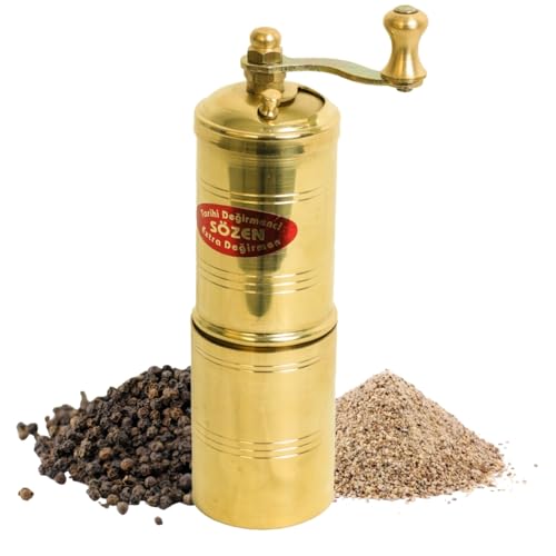 14 cm handgefertigte manuelle Messing-Pfeffermühle, tragbare konische Pfeffermühle, tragbare Handkurbel, türkische Pfeffermühle, tragbare Handkurbel, türkische Pfeffermühle, 14 cm von Ottoman Inspirations