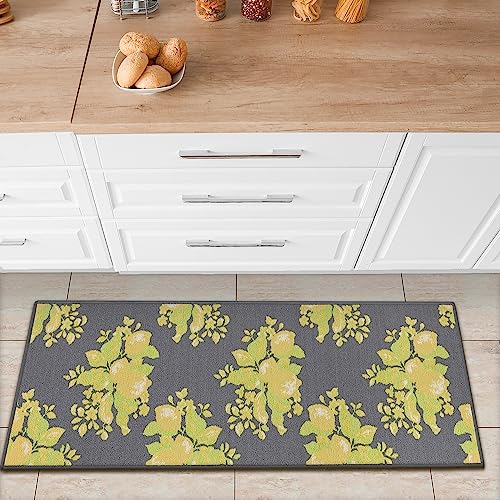 Ottomanson Lemon-Kollektion Küchen-Teppichläufer mit Zitronen-Design, rutschfest, 50 cm x 150 cm, Grau Zitronen von Ottomanson