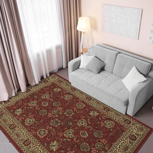 Ottomanson Ottohome-Kollektion Teppich mit Gummirückseite und persisch-orientalischem Design, 100 cm x 150 cm, Rot von Ottomanson