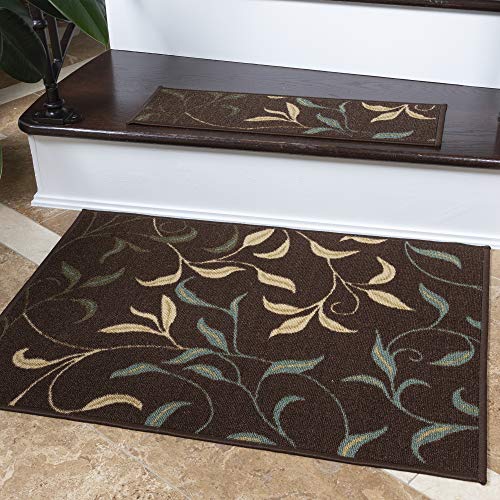 Ottomanson Ottohome-Kollektion Teppich mit Gummirückseite und modernem Blätter-Design, 67 cm x 90 cm, Braun von Ottomanson
