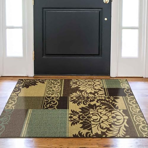 Ottomanson Ottohome-Kollektion Teppich mit Gummirückseite und modernem Damast-Design, 100 cm x 150 cm, Braun von Ottomanson