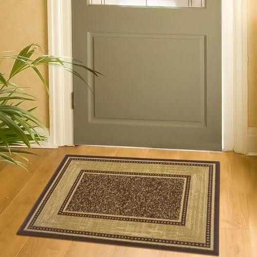 Ottomanson Ottohome-Kollektion Teppich mit Gummirückseite und modernem Rand-Design, 67 cm x 90 cm, Braun von Ottomanson