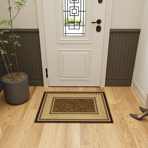 Ottomanson Ottohome-Kollektion Teppich mit Gummirückseite und modernem Rand-Design, 67 cm x 90 cm, Braun von Ottomanson