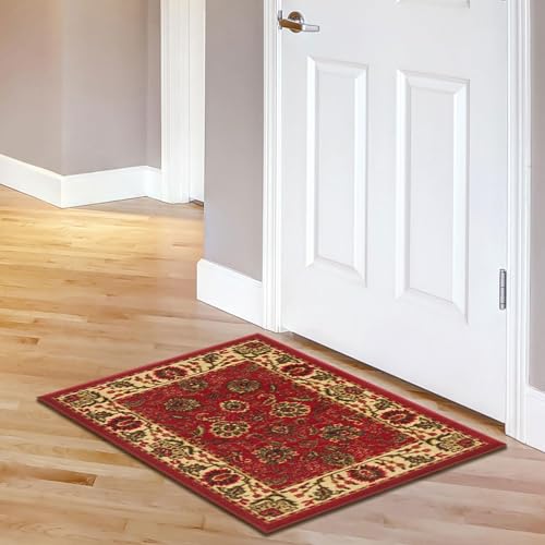 Ottomanson Ottohome-Kollektion Teppich mit Gummirückseite und persisch-orientalischem Design, 67 cm x 90 cm, Rot von Ottomanson