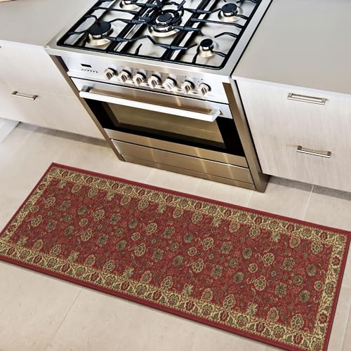 Ottomanson Ottohome-Kollektion Teppichläufer mit Gummirückseite und persisch-orientalischem Design, 50 cm x 150 cm, Rot von Ottomanson