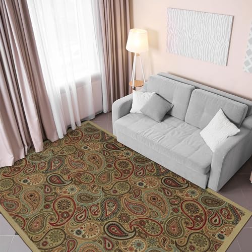 Ottomanson Ottohome-Kollektion Teppich mit Gummirückseite und modernem Paisley-Design, 100 cm x 150 cm, Beige von Ottomanson