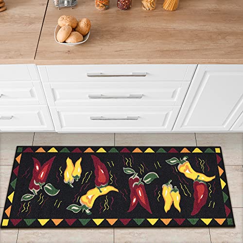 Ottomanson Siesta-Kollektion Küchen-Teppichläufer mit Gummirückseite und Chilischoten-Design, 50 cm x 150 cm, Beige Chilischoten von Ottomanson