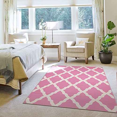 Ottomanson Glamour-Kollektion Teppich mit Gummirückseite und elegantem Gitter-Design, 150 cm x 200 cm, Rosa von Ottomanson