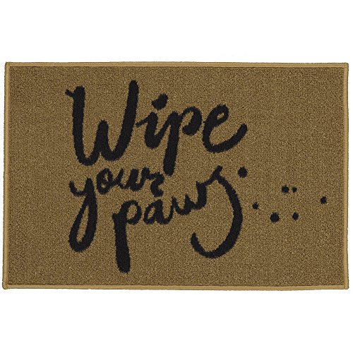 Ottomanson Fußmatten-Kollektion Rechteckige Fußmatte mit Aufschrift „Wipe Your Paws“, 51 x 76 cm, Beige/Pfoten von Ottomanson