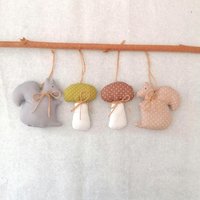 Herbstdeko Pilze Und Eichhörnchen Genähtes Set 4-Teilig Aus Stoff in Beige Grau Grün - Deko Kinderzimmer Hängedeko Fenster Herbstdeko Pilze Und Eichhörnchen Genähtes Set 4-Teilig Aus Stoff in Beige Grau Grün - Deko Kinderzimmer Hängedeko Fenster von OttosNadelkram