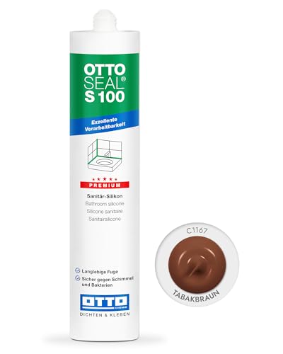OTTOSEAL S 100 Premium-Sanitär-Silikon 300ml C1167 tabakbraun – Sicher gegen Schimmel & Ideal für Bad, Küche & Wohnbereich – Hervorragend Glätt- & Modellierbar von OTTOSEAL